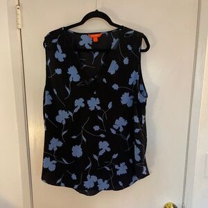 Joe Fresh 1x sleeveless navy blue with flowers shirt
